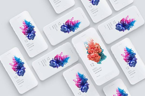 iphone8白模智能贴图样机模版vi设计提案展示效果苹果手机psd素材