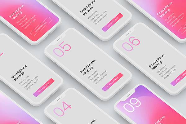 多视图iPhone12白模手机App贴图样机素材展示效果模板