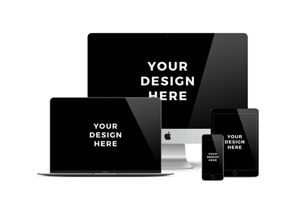 苹果设备(iMac、MacBook Pro、iPad Pro、iPhone X)多角度组合智能贴图样机