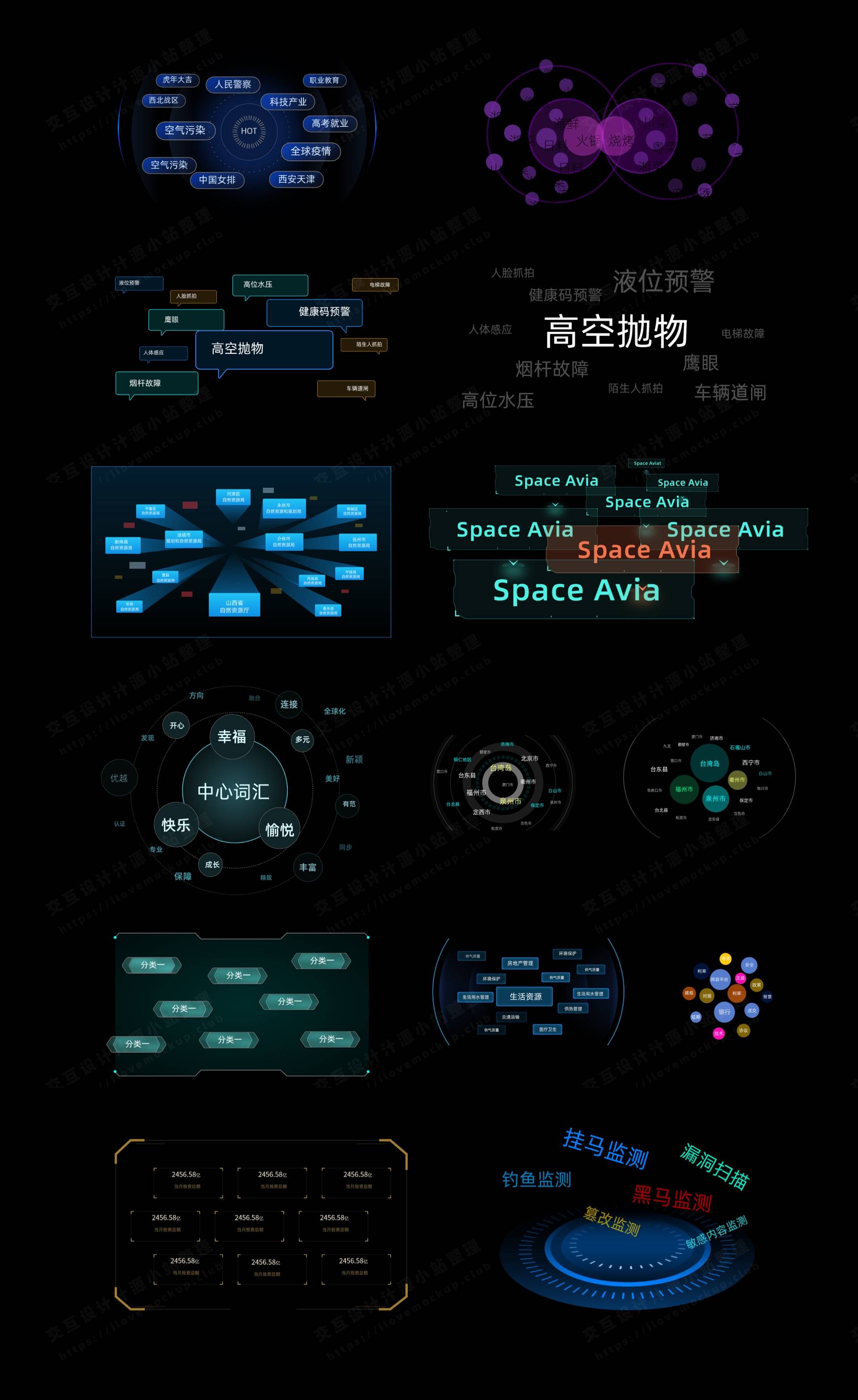 超全的数据可视化大屏设计组件库 sketch格式