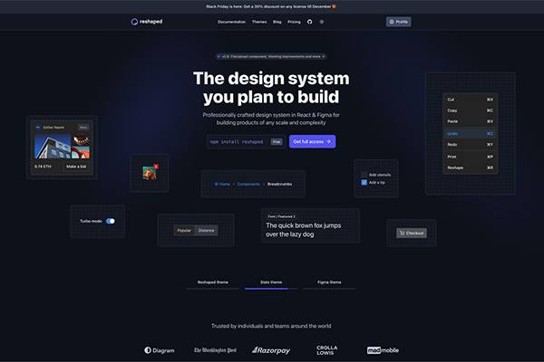 Reshaped UI  B端组件库 – Figma UI 套件和设计系统   支持变量   提供终生免费更新服务